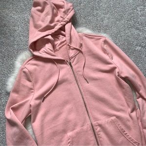 Pink long zip up hoodie womens small